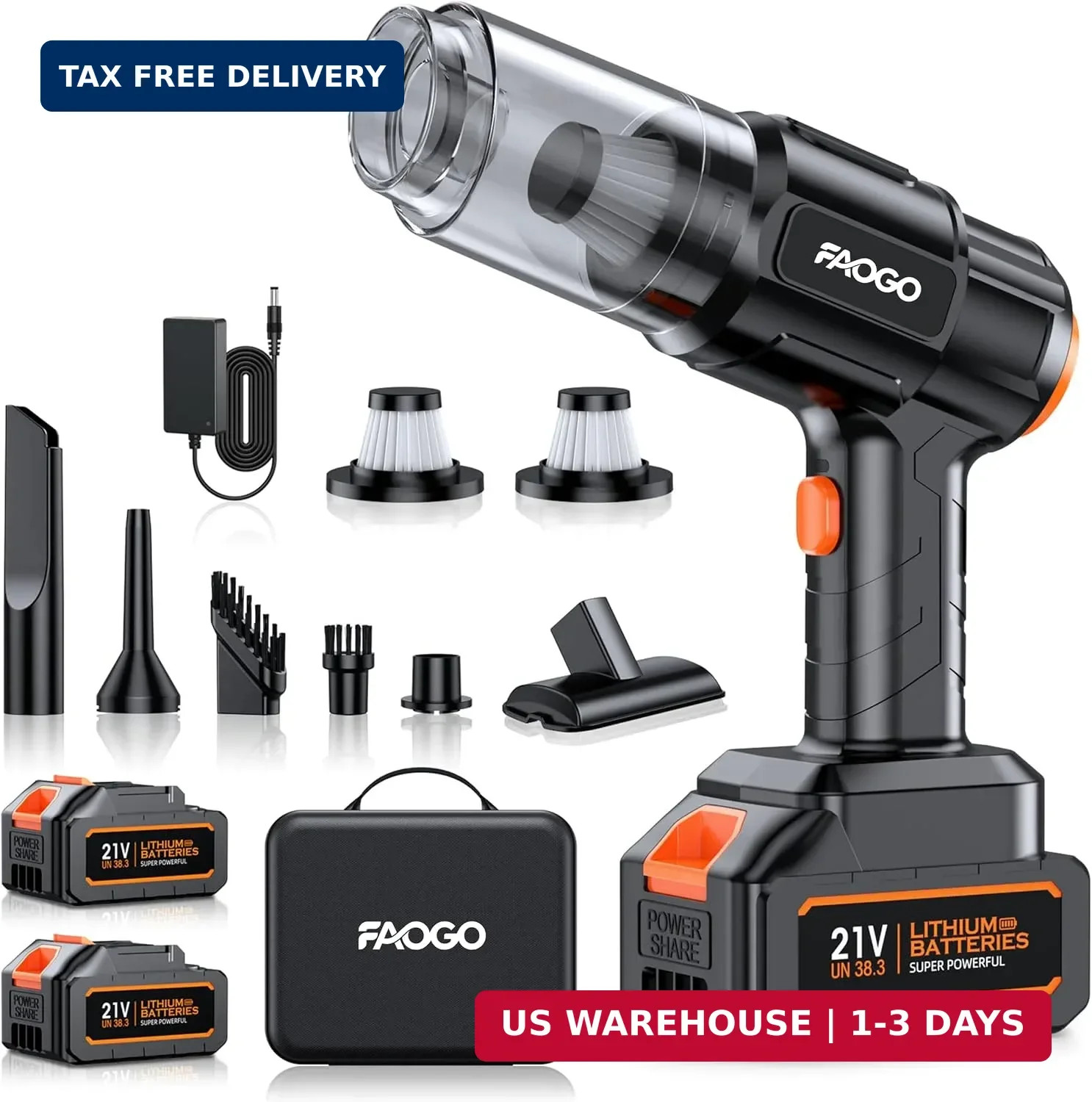 Car Vacuum Portable Cordless, 50000Pa High Power Brushless Motor, Rechargeable H