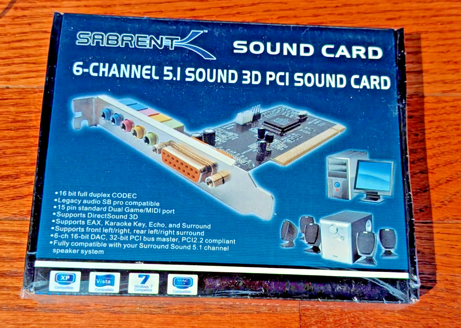 Sabrent 6 Channel PCI Sound Card SBT-SP6C 5.1 Surround 3D Audio Brand New Sealed