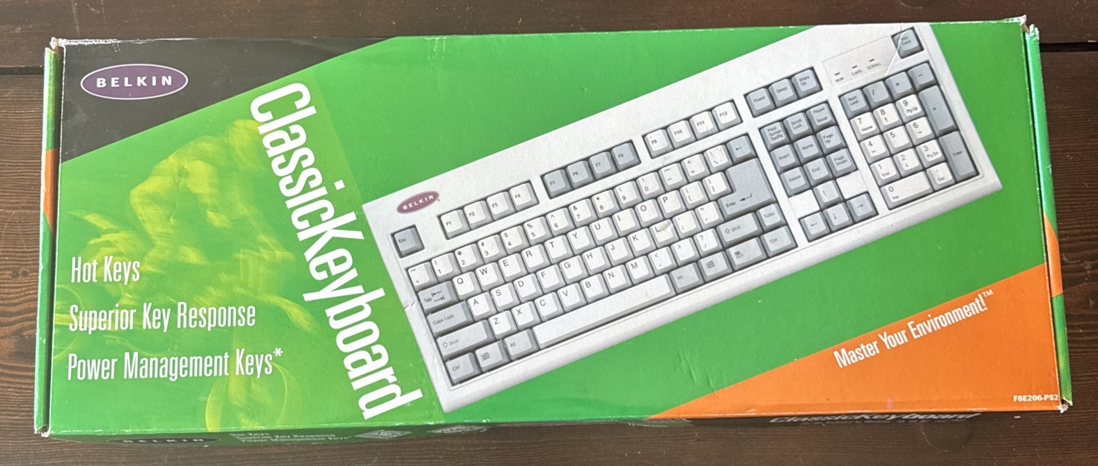 Belkin PS2 Keyboard F8E206 KB-6868 Home Office NOS White Clicky Keys QWERTY New