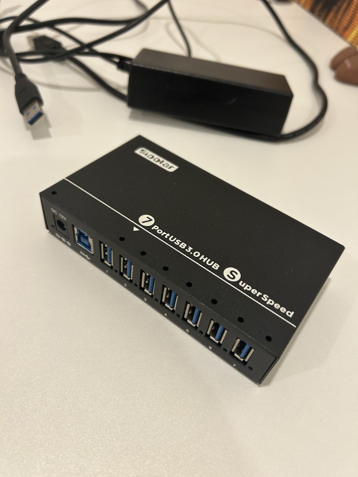 Sipolar A-173 7-Port USB 3.0 Industrial Powered Hub 36W w/ Power Adapter