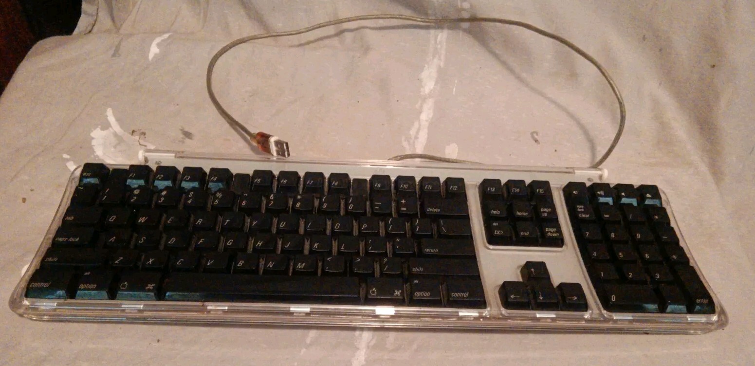 Vintage Apple M7803 Pro USB Wired Keyboard Clear Black 