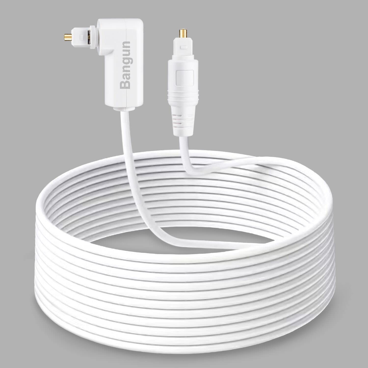 White Optical Audio Cable 50ft Slim 90 Degree Digital Audio Optical Cord Toslink