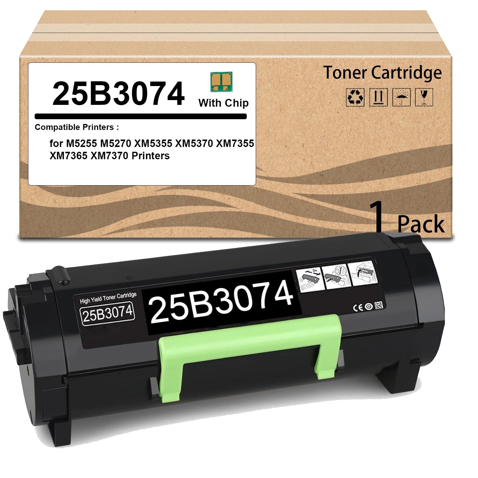 1  Pack 25B3074 Extra High Yield Toner Cartridge Compatible for M5255 M5270