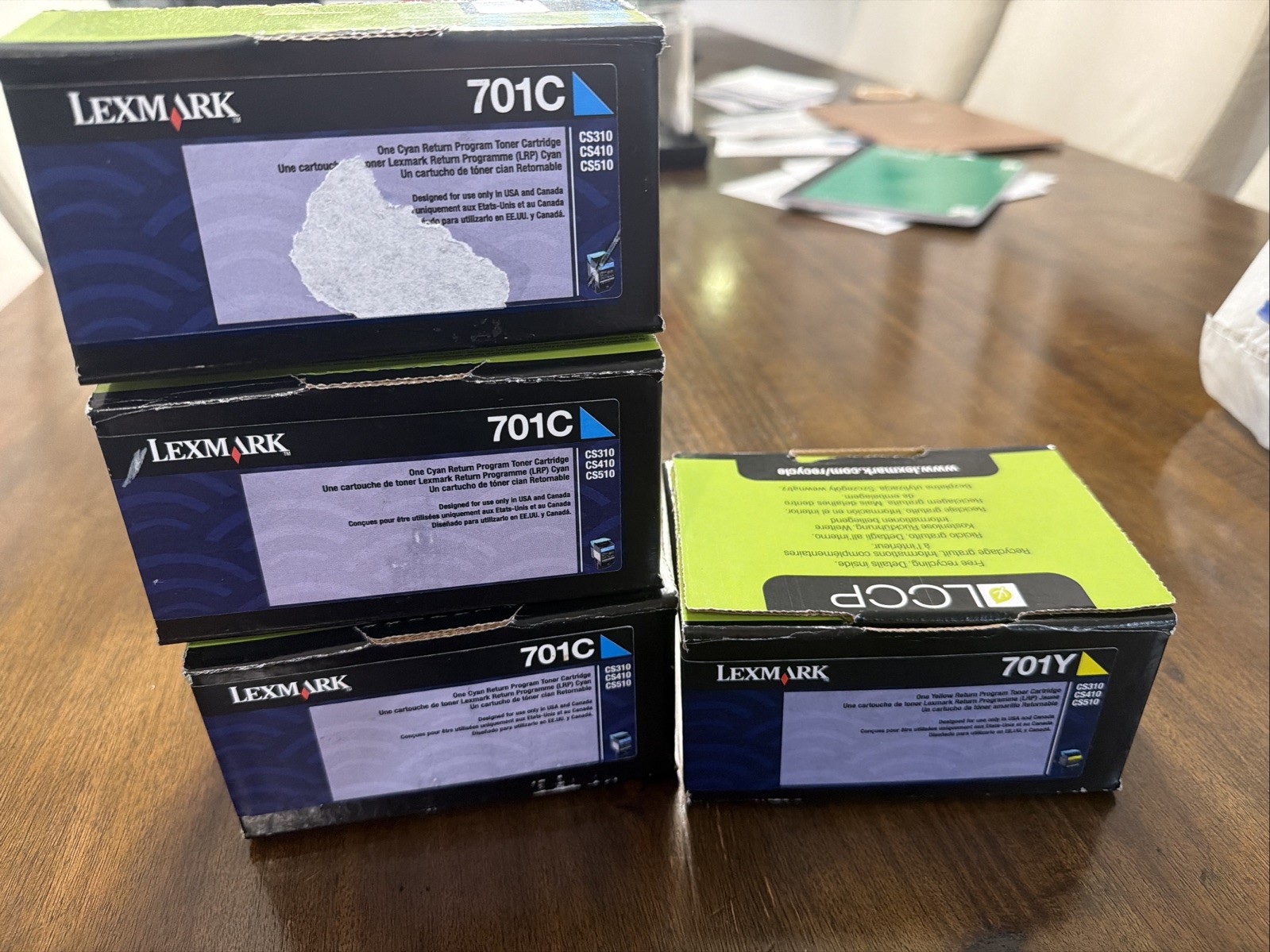 Lexmark Genuine 701C Cyan And 701Y Yellow Lot Of 4 Total 
