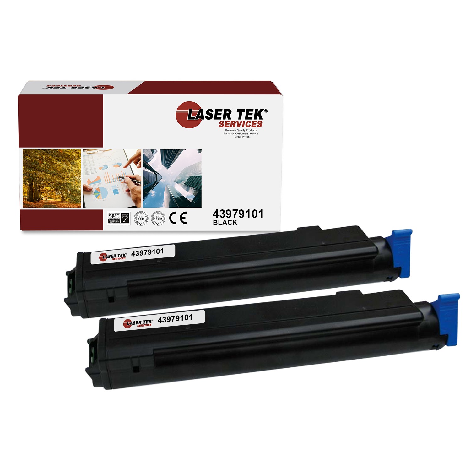 2Pk LTS B410 43979101 Black Compatible for Okidata B410 B430 B440, MB460 Toner