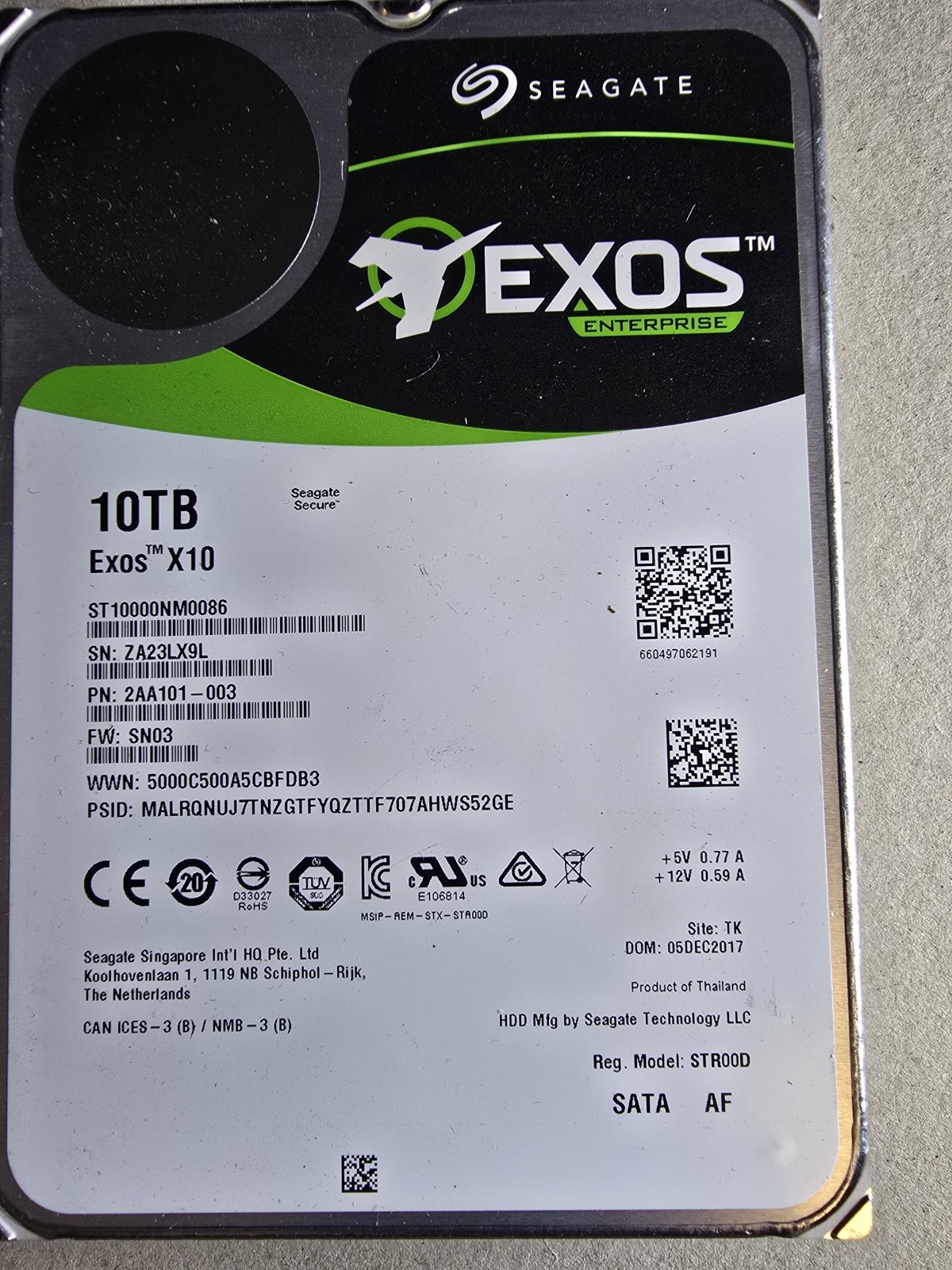 Seagate Exos X10 10TB SATA 6.0Gb/s 3.5" Internal HDD ST10000NM0086 92% Health