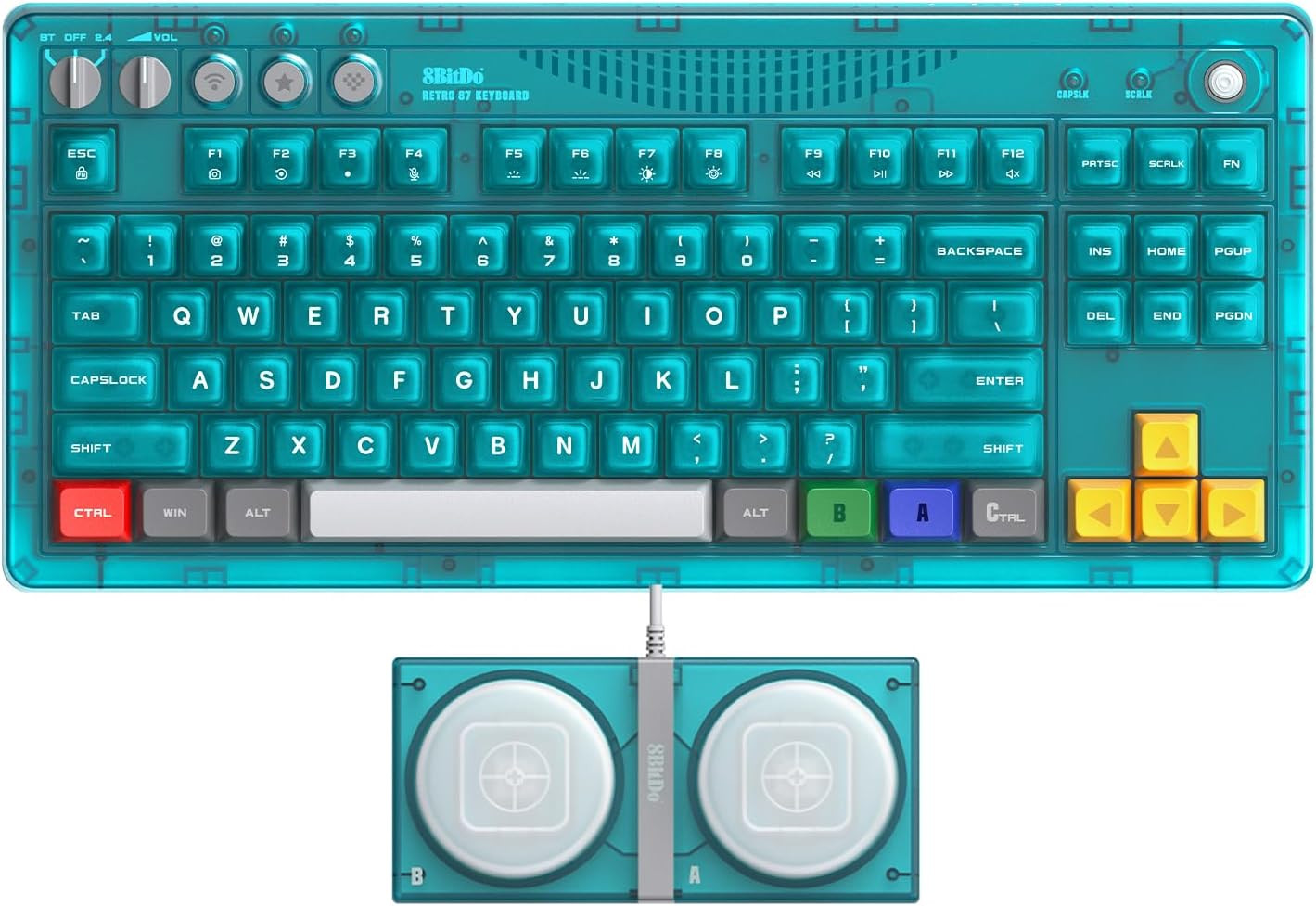 Retro 87 Mechanical Keyboard for Windows PC & Android, Clear Blue