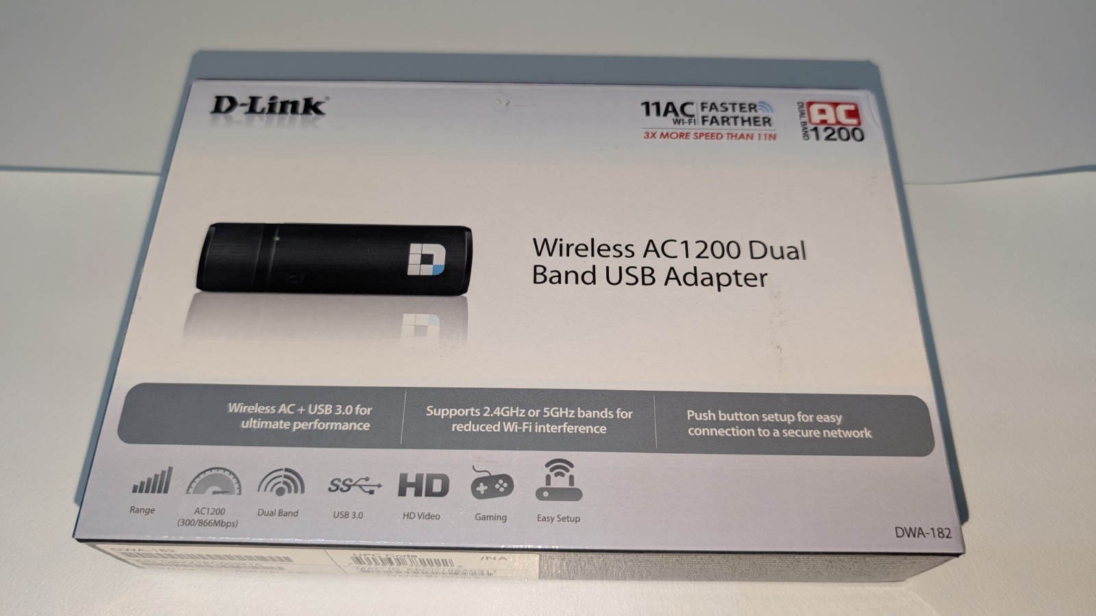 D-Link WiFi USB 3.0 Adapter AC1200 Wireless Internet Dual Band Network (DWA-182)