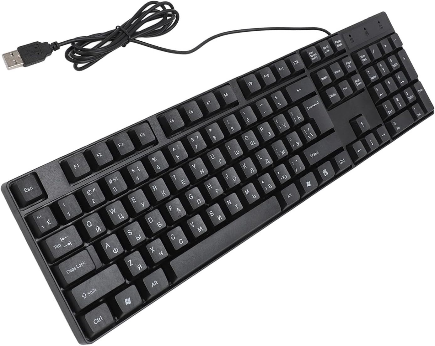 USB Wired Minority Language Keyboard (Russian, English), 104 Russian, Black