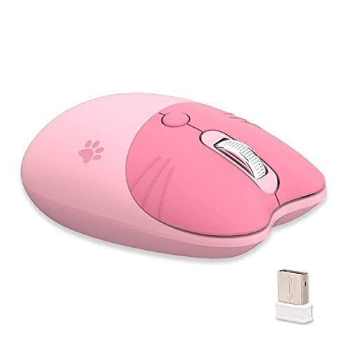 Lomiluskr Cute Cat Wireless Mouse Lightweight Soundless Mouse 2.4G Wireless M...