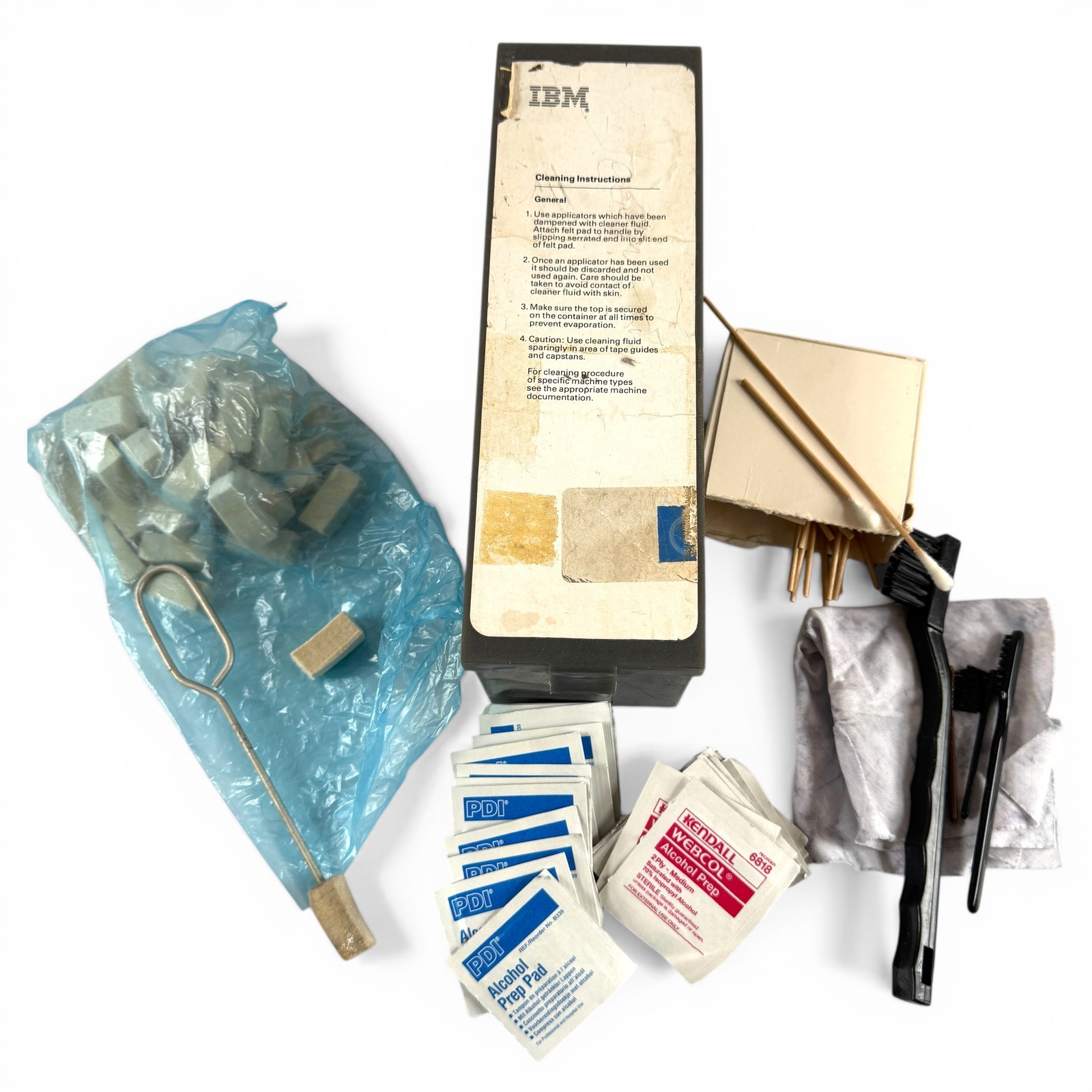 IBM Tape Drive Cleaning Kit Applicators Brushes Alcohol Pads Vintage