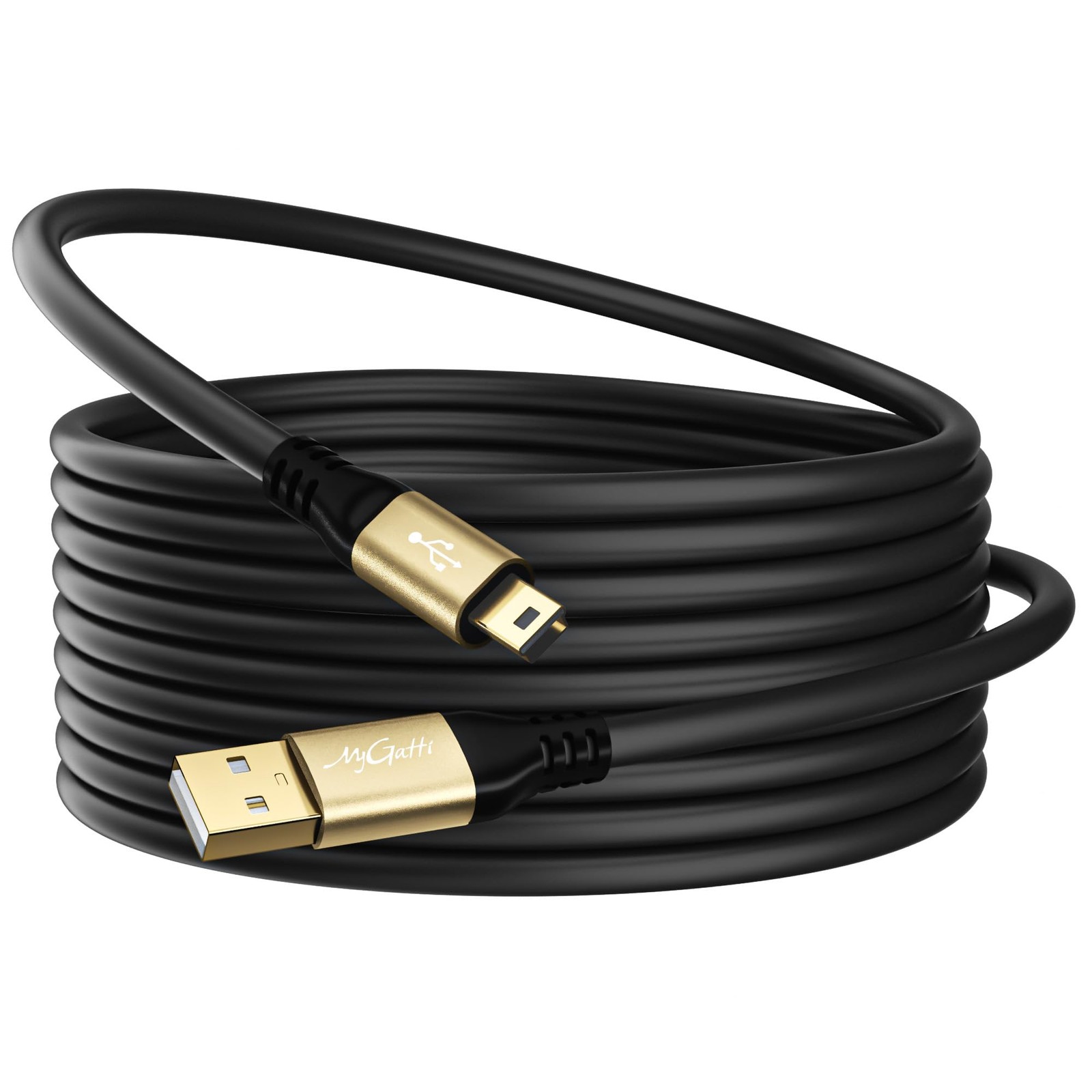 Mygatti Mini USB Cable 25FT, Extra Long Type 2.0 A Male to B Black