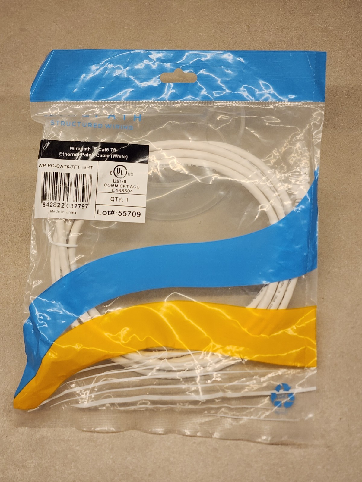 Wirepath WP-PC-CAT6-7FT-WHT Cat6 Two Foot Ethernet Patch Cable White NEW Sealed
