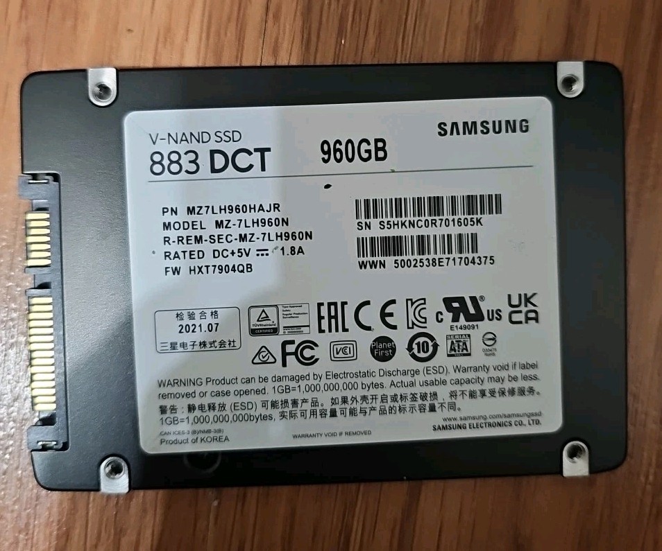 [NEW] Samsung 883 DCT 960GB SSD MZ-7LH960N 2.5" SATA 6Gb/s Enterprise