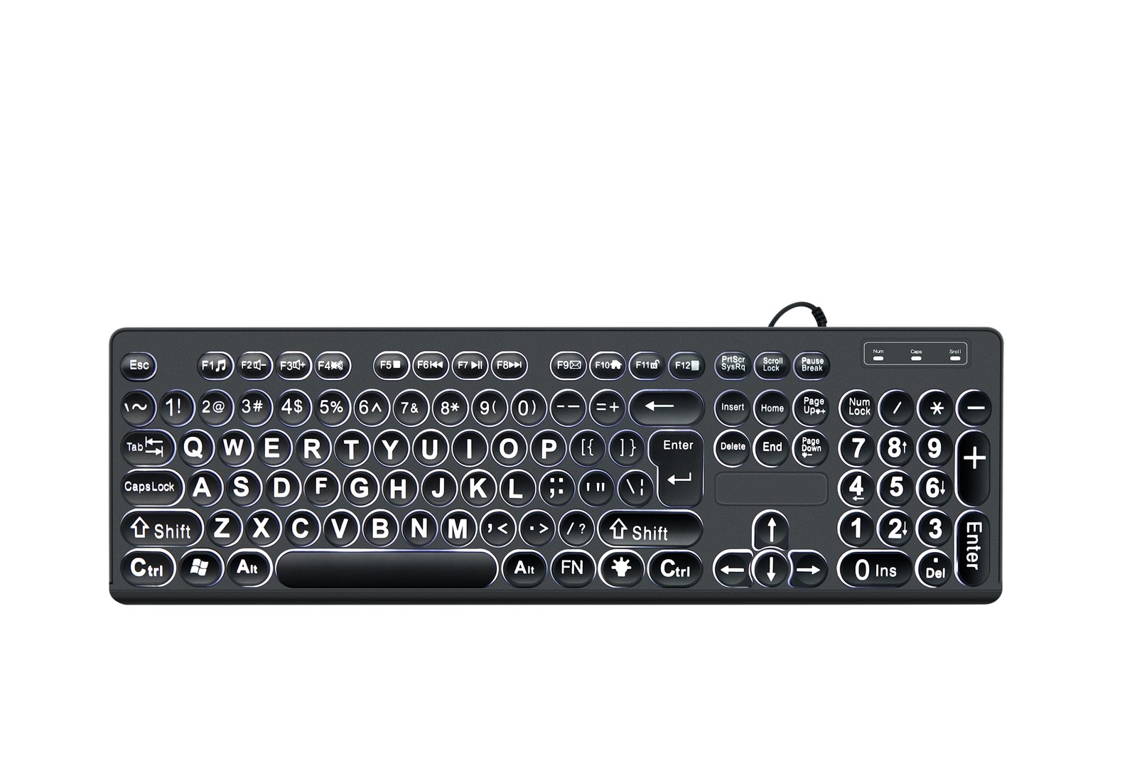 M MC Saite MCSaite Wired Backlit USB Keyboard - 104 Keys Standard Full Size w...