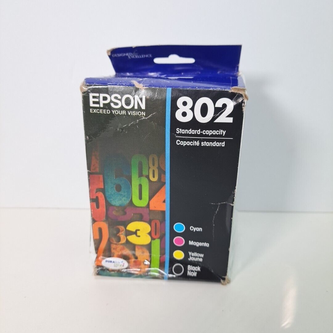 New in Open Box Epson 802 Black & Tri-Color Black Cyan Magenta Yellow 10/2024