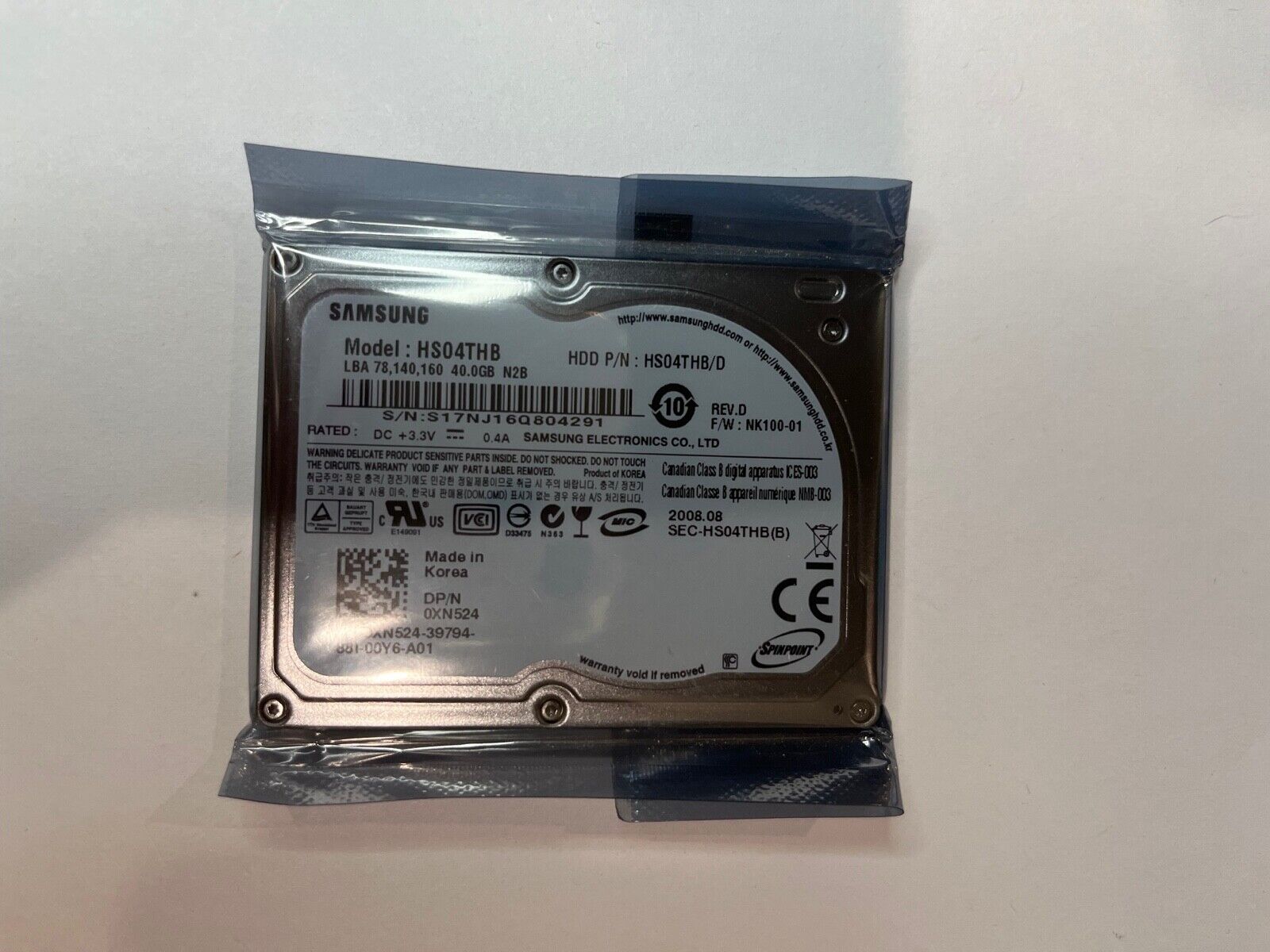 Samsung Spinpoint N2B HS04THB 40GB Internal 4200RPM 1.8
