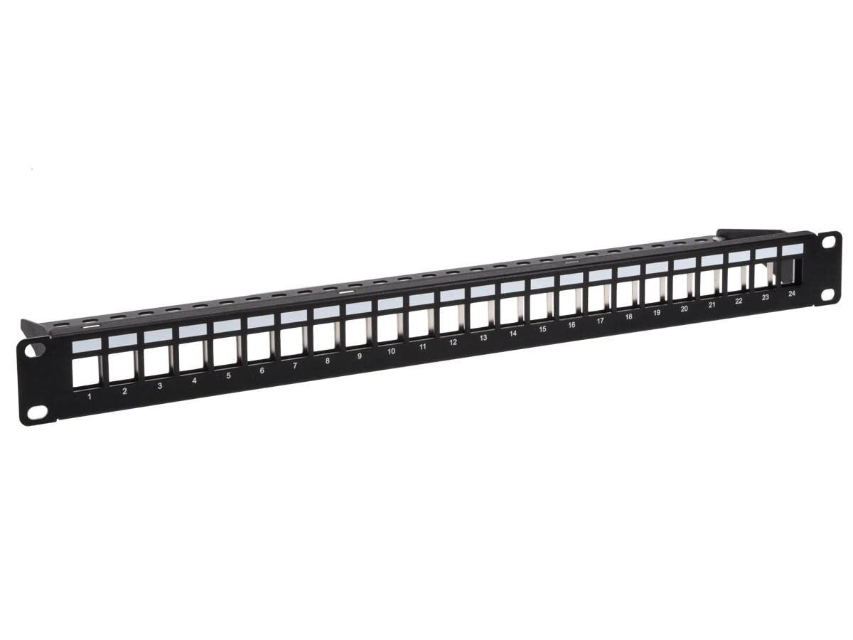1U 19 Inch Black 24 Port Keystone Shielded Patch Panel UL Listed TAA Compliant