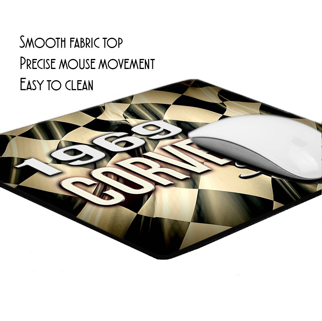 1969 Corvette Stingray Racing Checkered Flag Design Mouse Pad