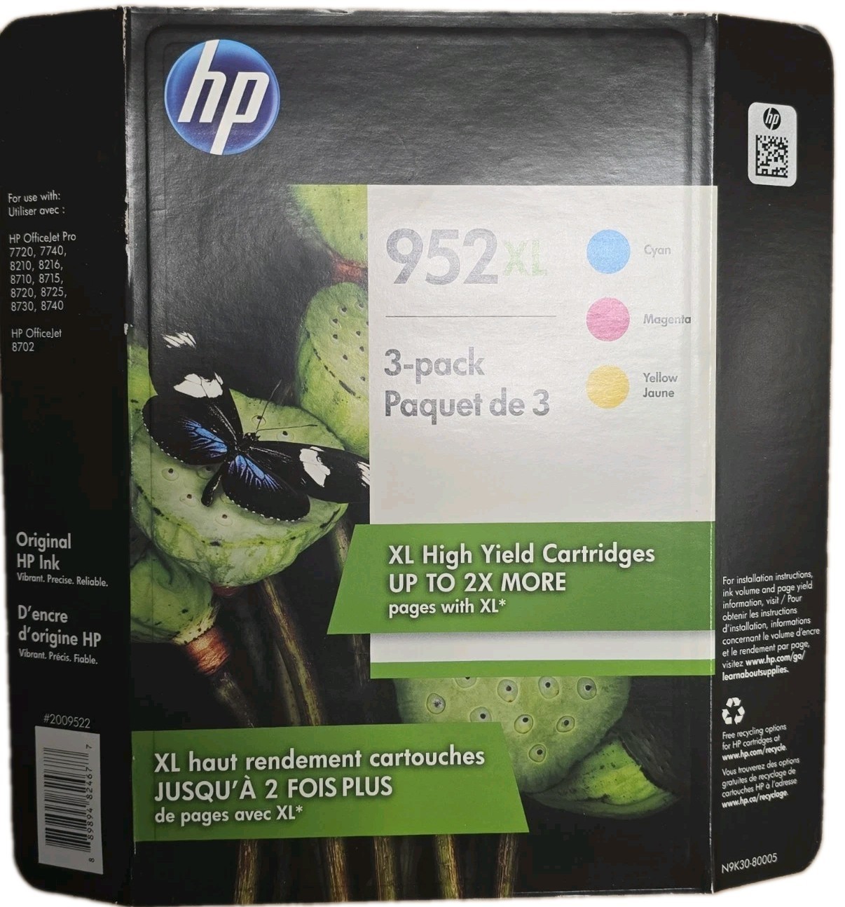 HP 952XL High-Yield Cyan/Magenta/Yellow/Jaune Ink Cartridges