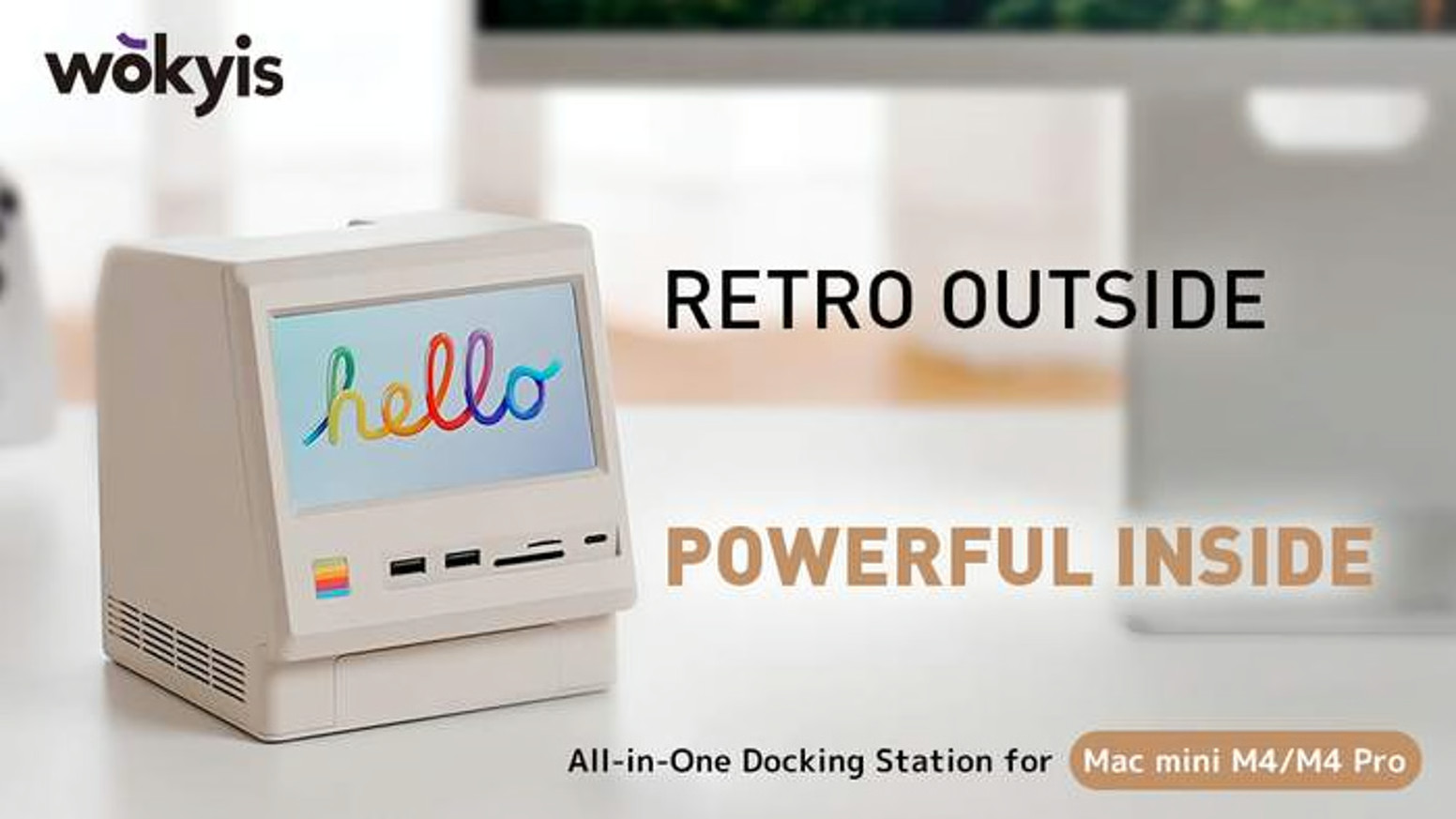Wokyis M5: Classic Mac 80Gbps Retro Dock Station Mac mini M4, 5’inch HD Disp.
