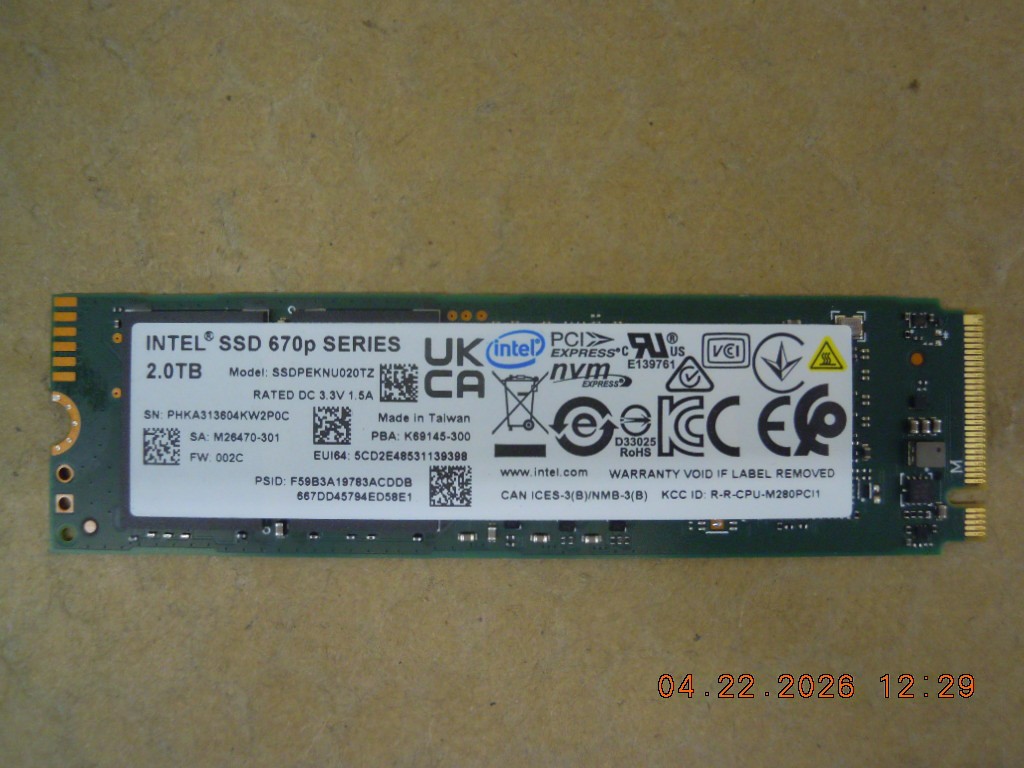 Intel SSD 670p Series 2.0TB NVMe M.2 Hard Drive | SSDPEKNU020TZ | 100% Health