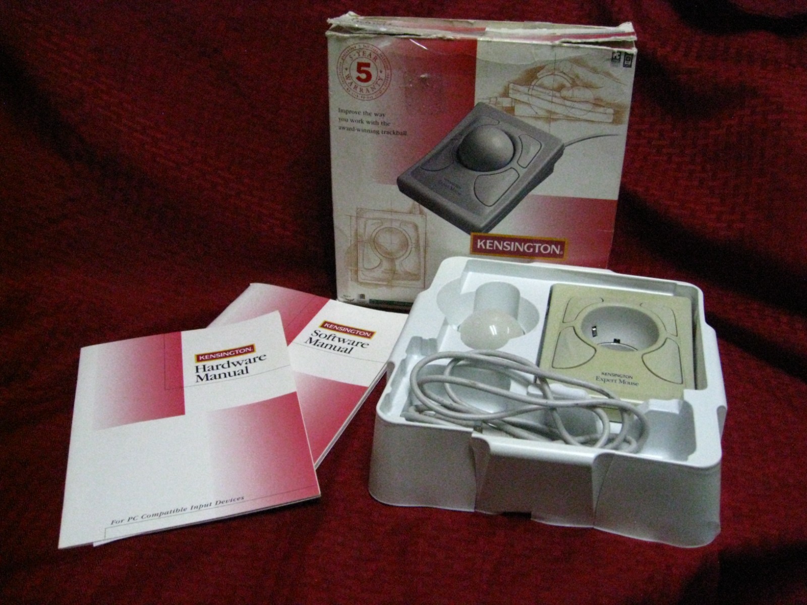 VTG Kensington #64215 big ball Expert Mouse 5.0 Trackball IBM PC's + Compatibles