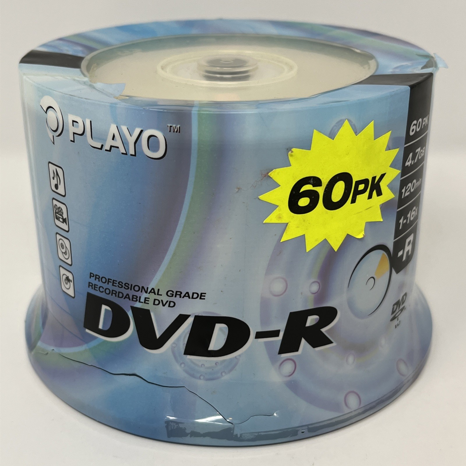 NEW Playo 60-Pack DVD-R Spindle 4.7GB 16x Blank Video Recordable Media Disc DVD