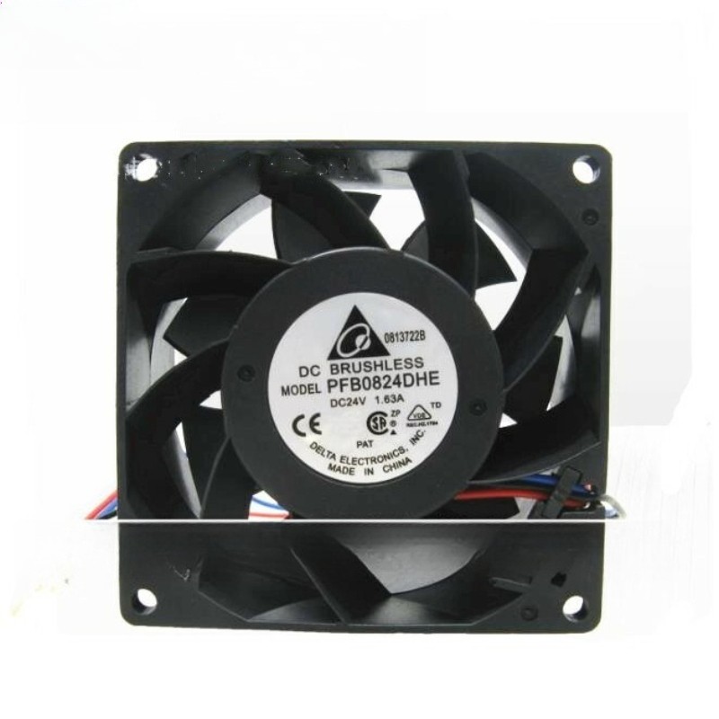 Delta fan PFB0824DHE DC 24V 1.63A 80*80*38mm 3-wire Large air volume cooling fan
