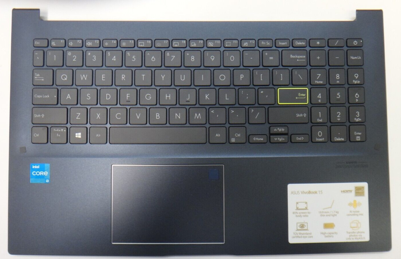 Genuine Asus Vivobook F513EA / F513E Palmrest with Backlit Keyboard 13N1-BBA0912