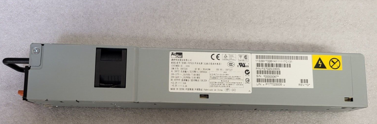 Acbel FS7023  FS7023-030G 39Y7227 39Y7226  Power Supply US SELLER TESTED