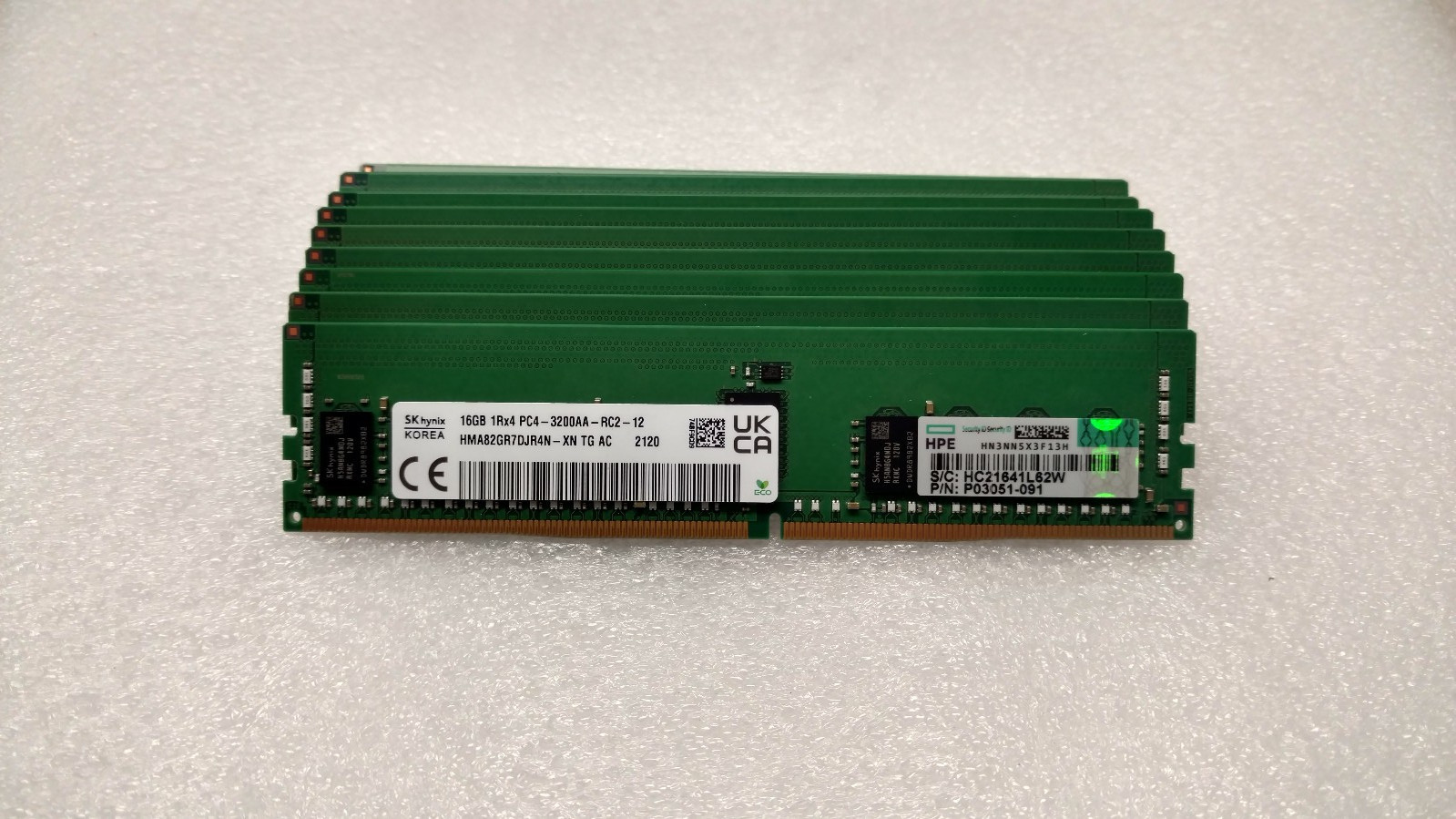 Lot of 10x SK Hynix (HMA82GR7DJR4N-XN) 16GB 1Rx4 PC4-3200AA Server Memory RAM
