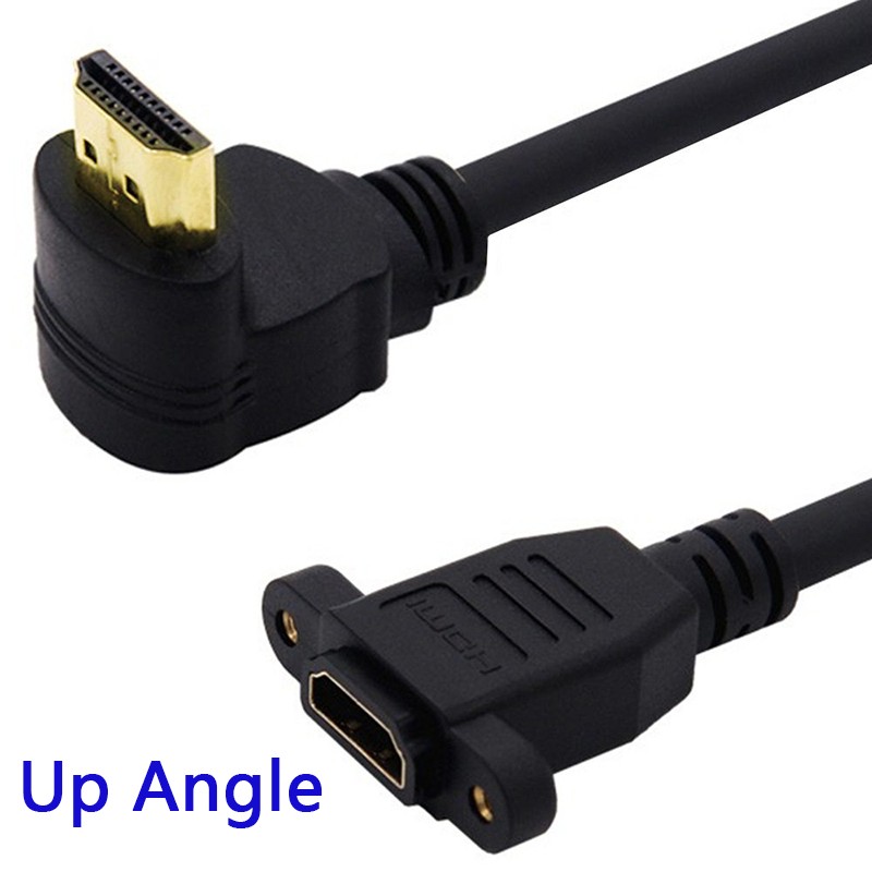 HDMI 2.0 Panel Mount Cable Right Angle Male to Female 0.15m 4K 60Hz Gold Plated