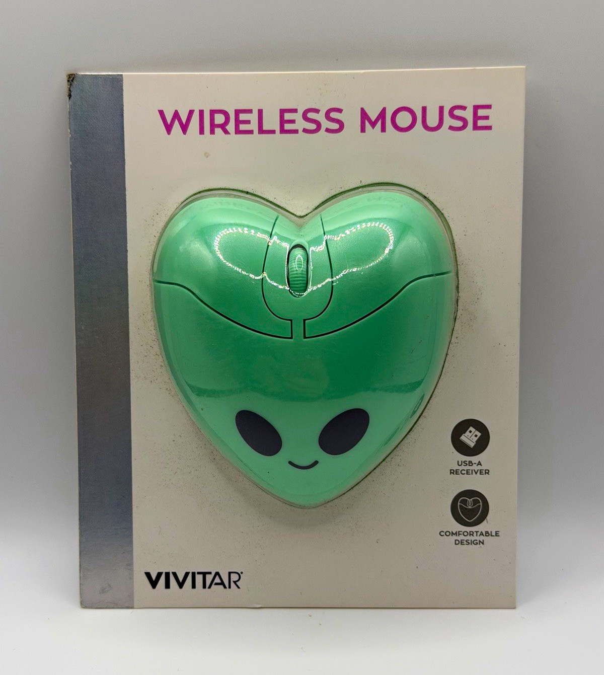 Vivitar VMSBTS24-ALEN Wireless Optical Mouse Green Alien USB Receiver 1200 DPI