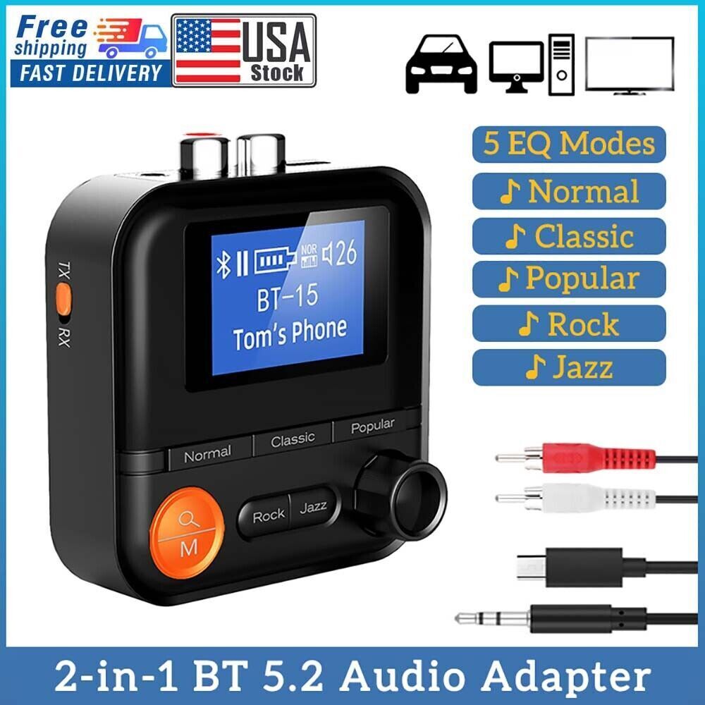 Wireless Bluetooth 5.2 Receiver Transmitter HiFi Stereo AUX RCA Audio Adapter US