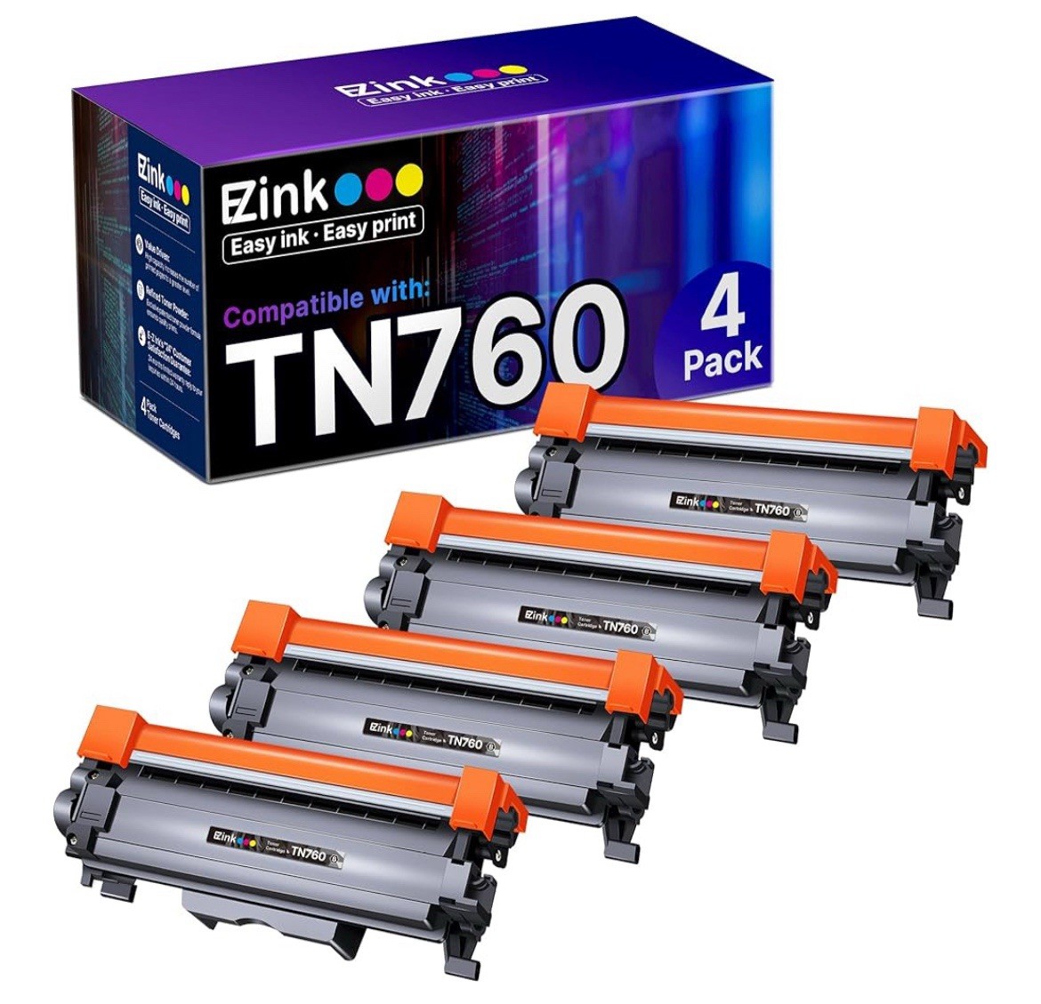 3 Pk -E-Z Ink Compatible TN760 Toner Cartridges Replacement Missing 1 -Sealed