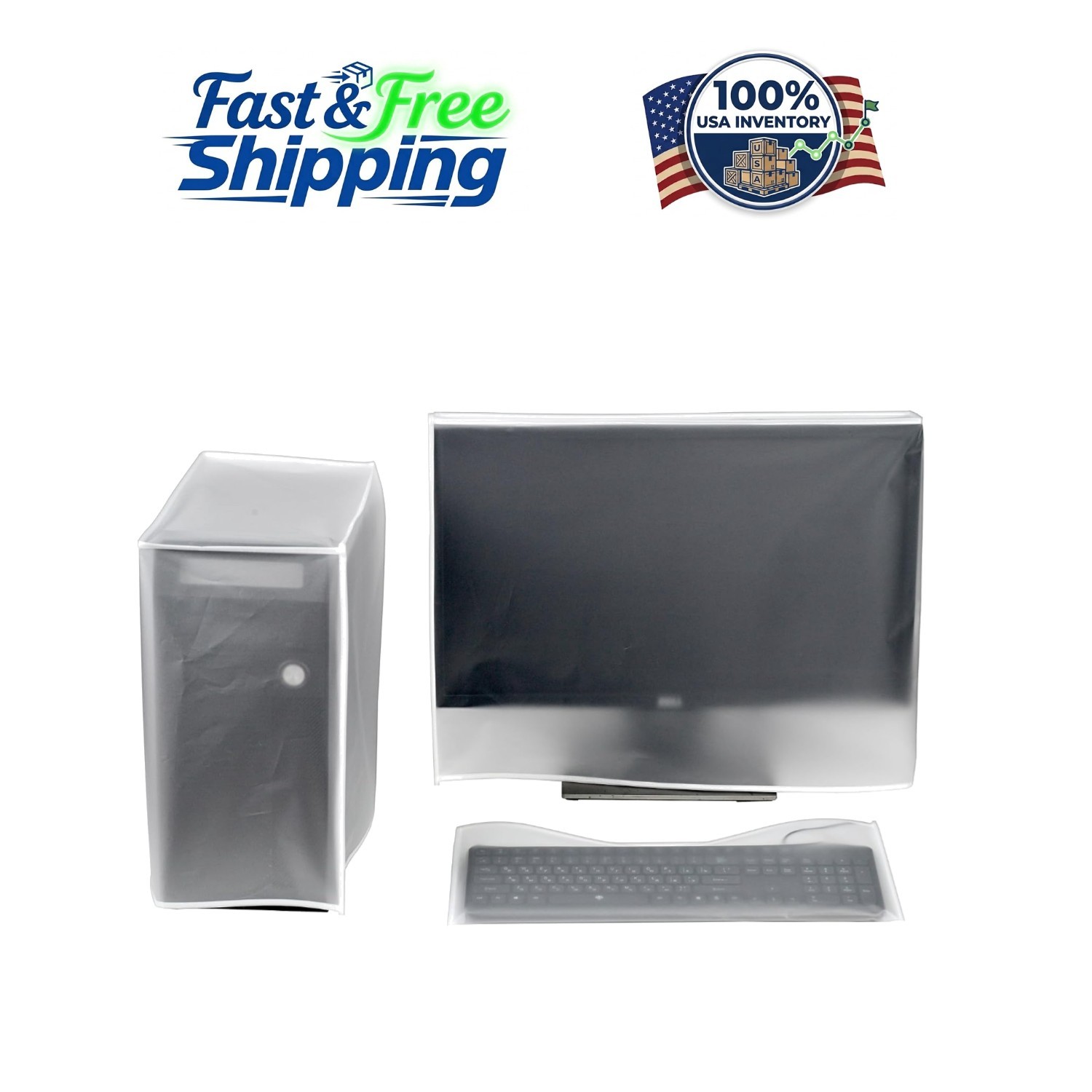 Lightweight & Stylish Monitor, Keyboard, CPU Dust Cover Set: 3 Pieces, 25''-27''