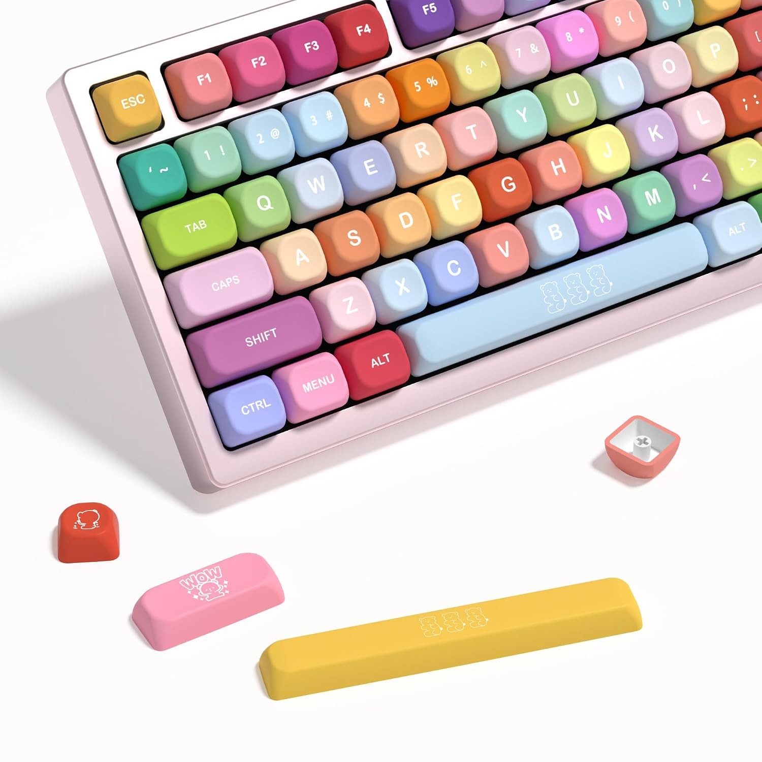 KBDiy Gummy Bears KOA Profile Keycaps Set,Dye-Sublimation PBT Cute Custom Keyboa
