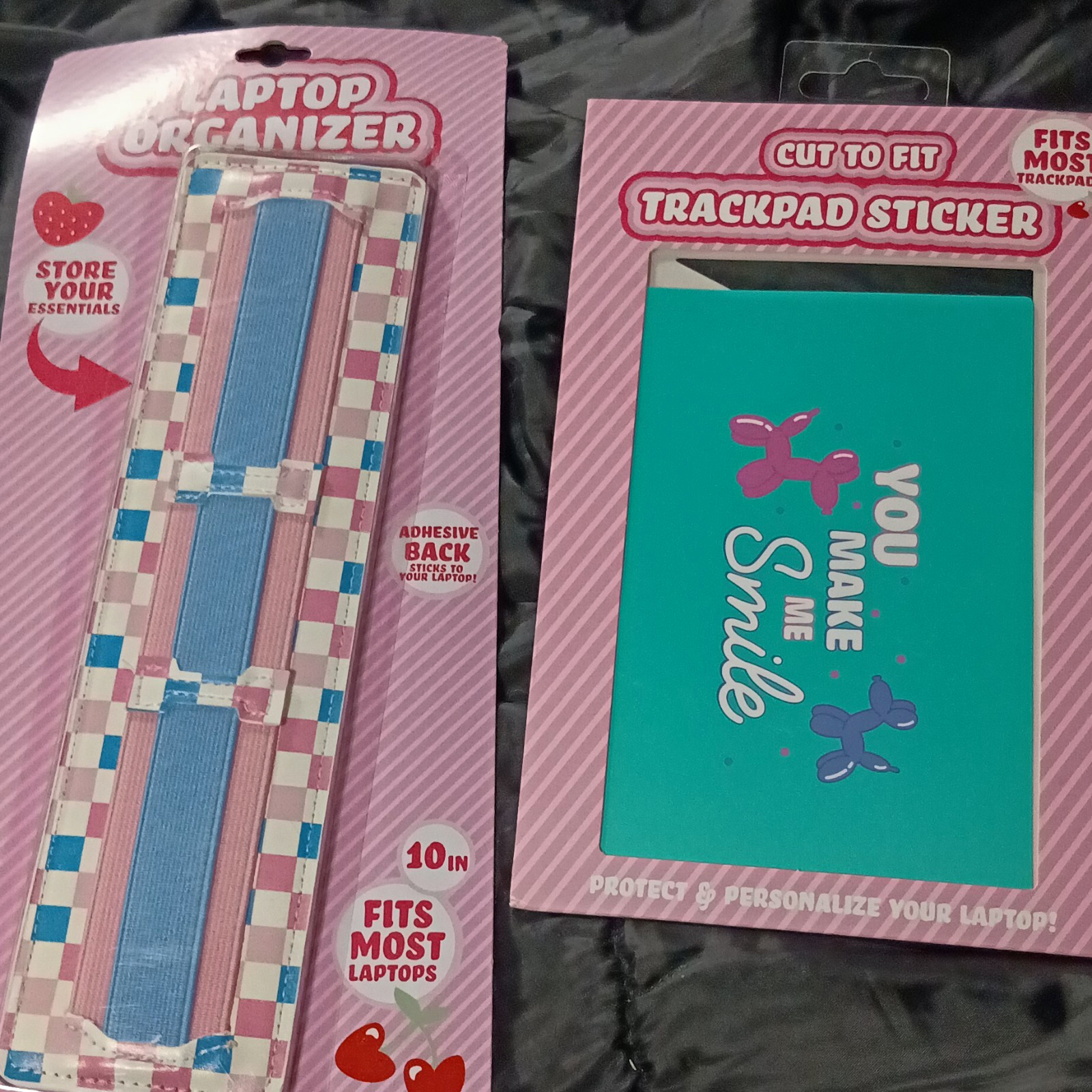 Cut-to-Fit Trackpad Sticker 10 in Universal Laptop Organizer Strip Teal Smile