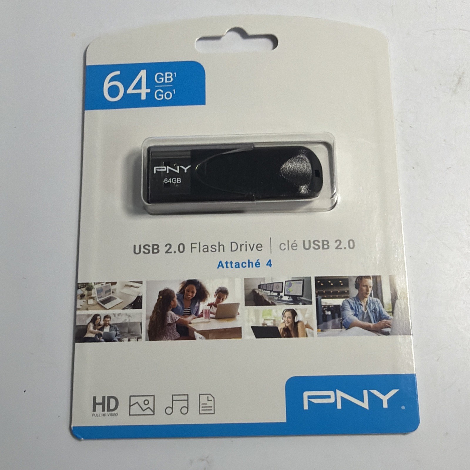 PNY USB 2.0 Flash Drive 64 GB Full HD Video Attaché 4 3.0/3.1 Compatible New