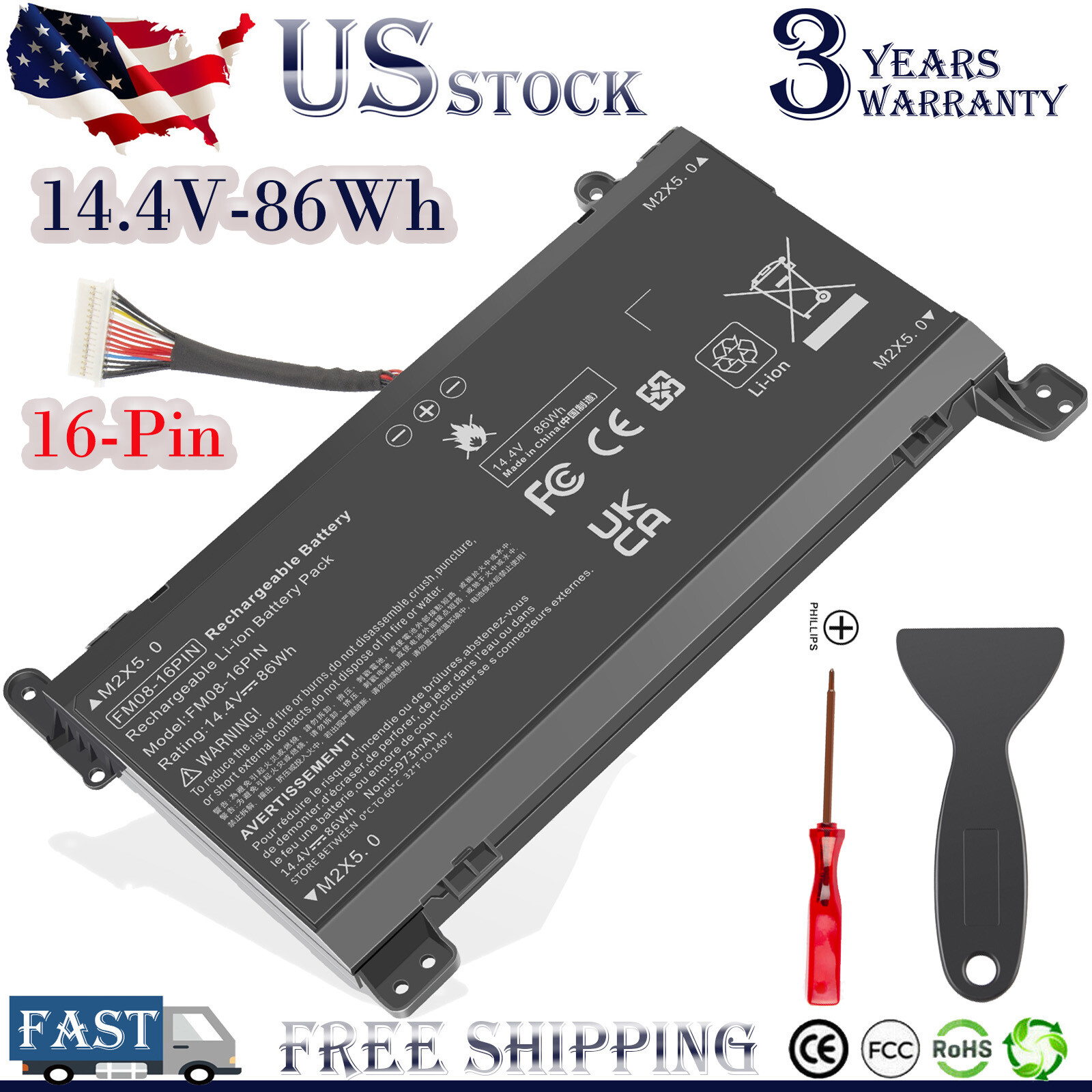 FM08 Laptop Battery for HP Omen 17-AN013TX 17-AN014TX 17-an015ng HSTNN-LB8B 86Wh