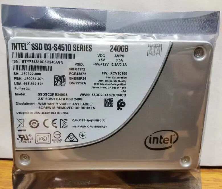 Intel S4510 Series 240GB SSD 6Gb/s 2.5
