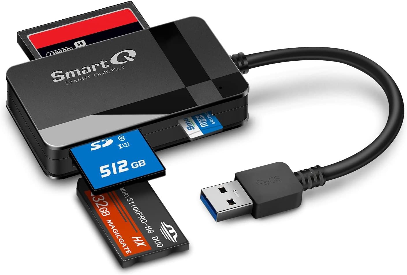 USB 3.0 Card Reader for SD Micro SD MS CF Cards Plug and Play Compatible with