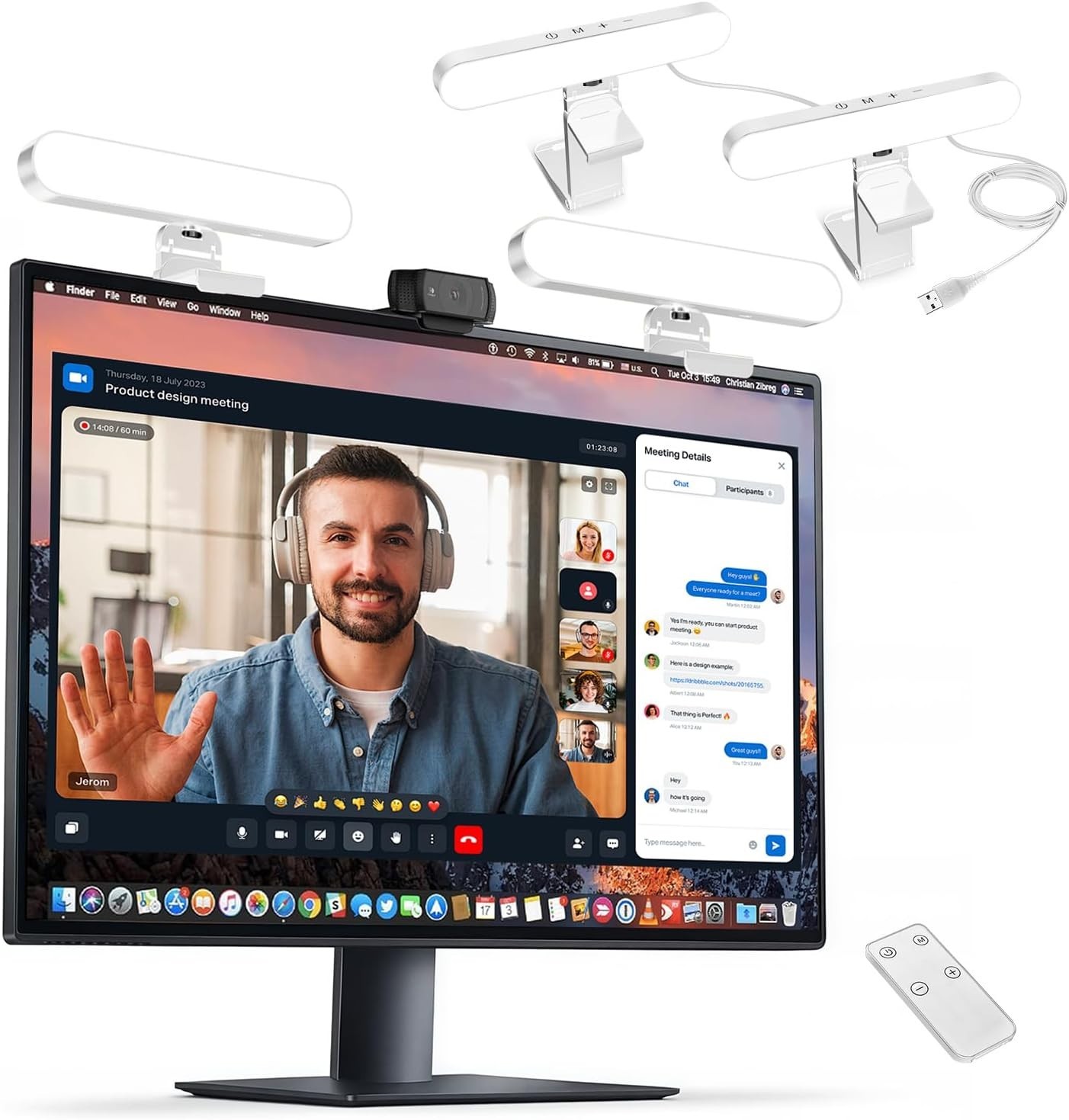 Dual LED Video Conference Light for Monitor Zoom Streaming Remote Control