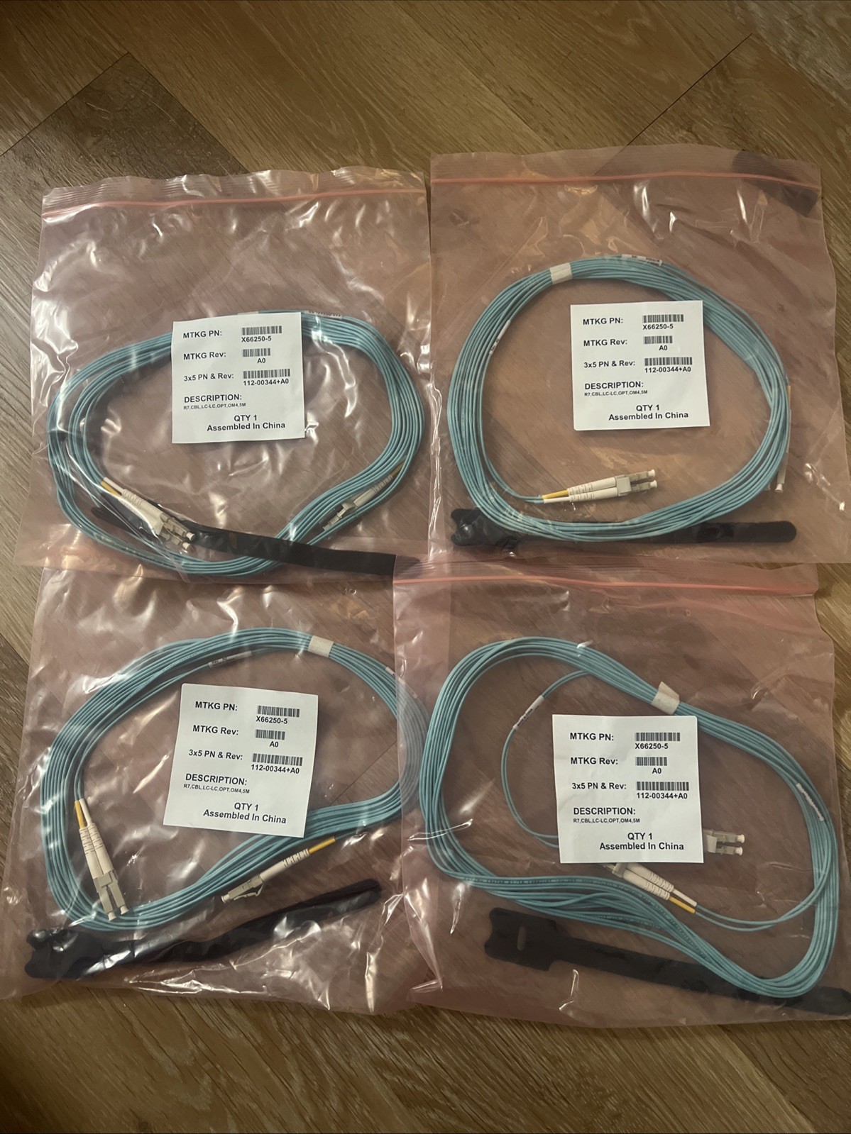 4x NetApp X66250-5 112-00344+A0 5m OM4 LC-LC Fiber Optic Network Cables - NEW