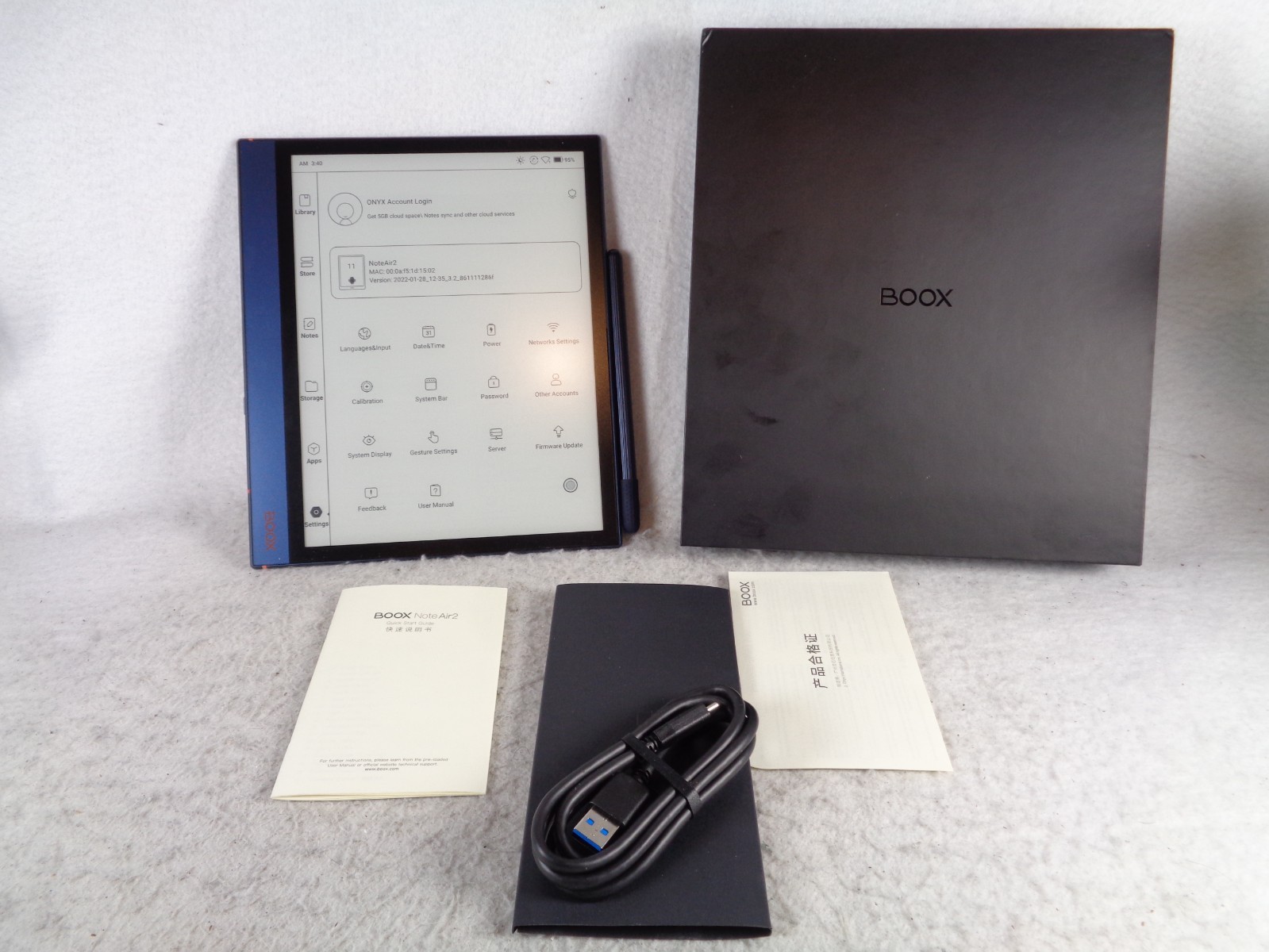 ONYX BOOX Note Air 2 64GB Wi-Fi 10.3" Tablet w/ Stylus in Original Box