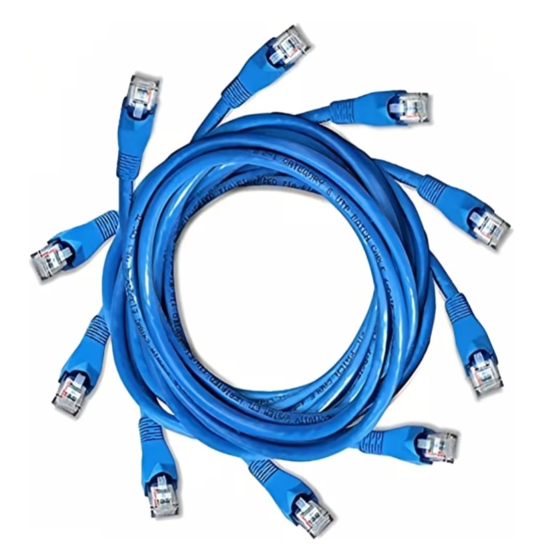 Cat6 Ethernet Cable 2FT 5-Pack Blue | 24AWG Solid Copper RJ45 LAN Patch Cord 10G