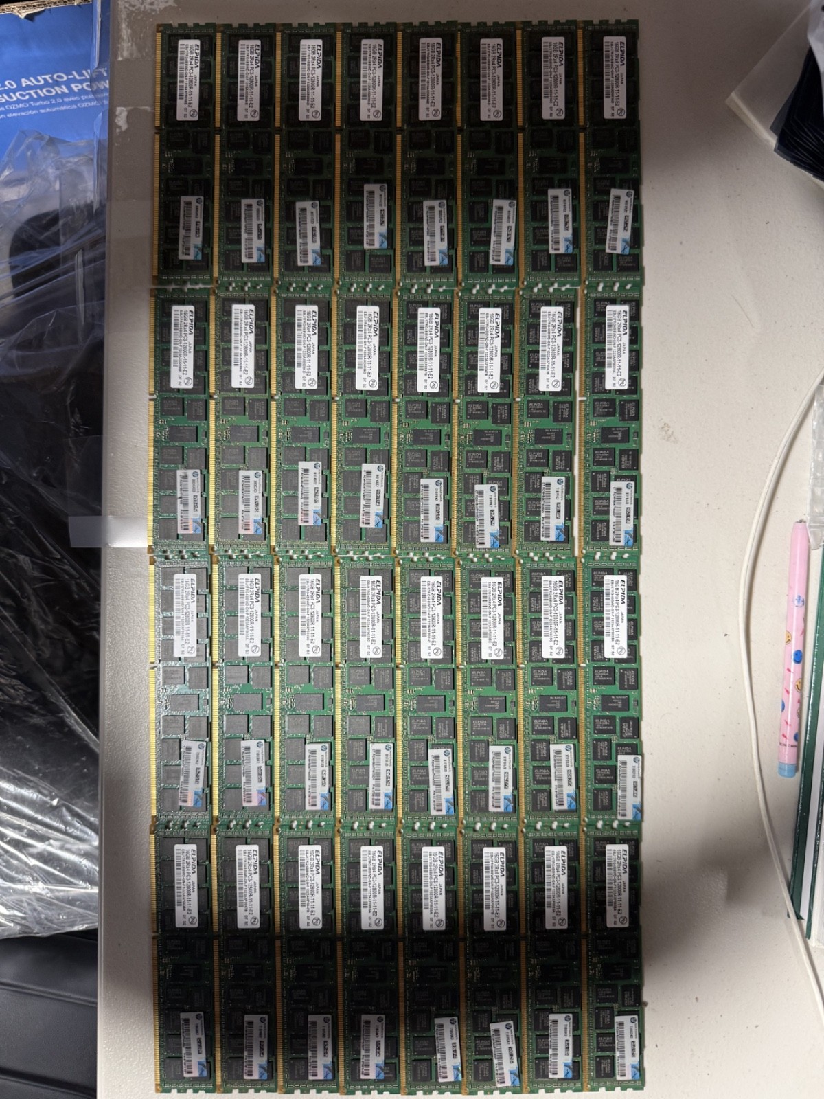 Lot of 8 Elpida 16GB 2Rx4 PC3-12800R - EBJ17RG4BBWD / EBJ17RG4BFWA Server Ram