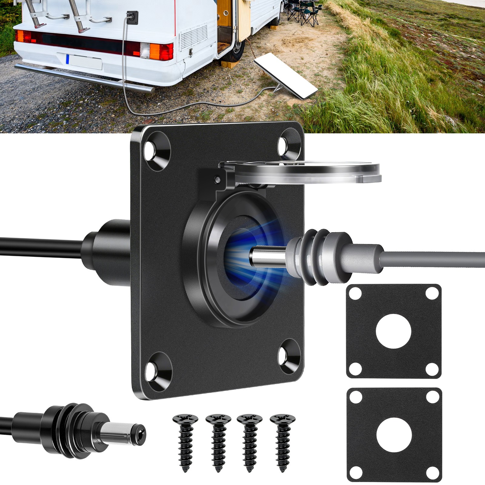RV Waterproof Wall Pass Through Bulkhead Connector Kit for Starlink Mini DC5521