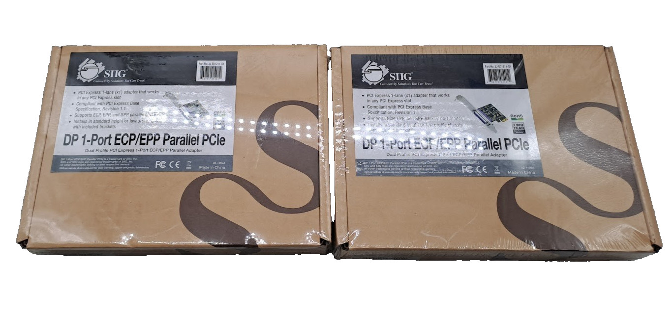 2X Siig JJ-E01211-S1 DP 1-port ECP/EPP Parallel PCIe Card